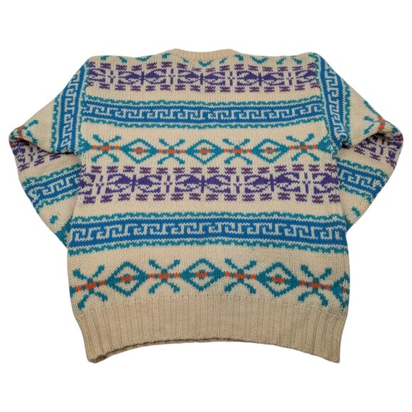 Vintage 80s 90s Woodward Abstract Pattern Sweater Mens XL 100% Shetland Wool - Picture 3 of 10
